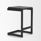 Kiran 17L x 17W x 26H Black Wood W/ Black Metal Base C-Shape Counter Stool by Mercana at Eve Furniture