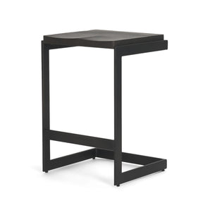 Kiran 17L x 17W x 26H Black Wood W/ Black Metal Base C-Shape Counter Stool by Mercana at Eve Furniture