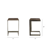 Kiran 17L x 17W x 26H Medium Brown Wood W/ Antique Nickel Finished Metal Frame Counter Stool by Mercana at Eve Furniture