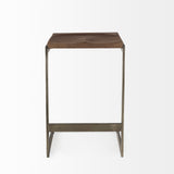 Kiran 17L x 17W x 26H Medium Brown Wood W/ Antique Nickel Finished Metal Frame Counter Stool by Mercana at Eve Furniture
