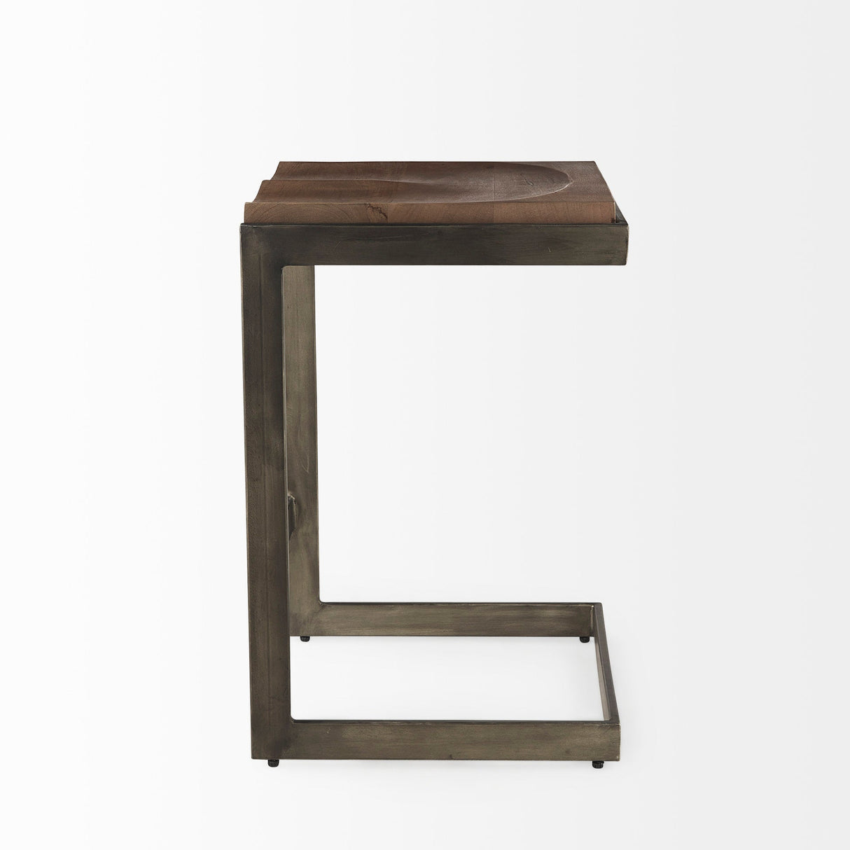 Kiran 17L x 17W x 26H Medium Brown Wood W/ Antique Nickel Finished Metal Frame Counter Stool by Mercana at Eve Furniture