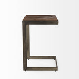 Kiran 17L x 17W x 26H Medium Brown Wood W/ Antique Nickel Finished Metal Frame Counter Stool by Mercana at Eve Furniture