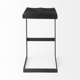 Kiran 17L x 17W x 30H Black Wood W/ Black Metal Base C-Shape Bar Stool by Mercana at Eve Furniture