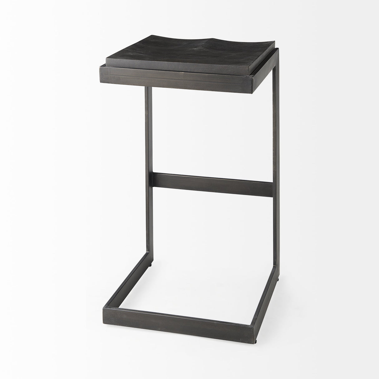 Kiran 17L x 17W x 30H Black Wood W/ Black Metal Base C-Shape Bar Stool by Mercana at Eve Furniture