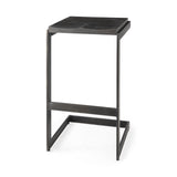 Kiran 17L x 17W x 30H Black Wood W/ Black Metal Base C-Shape Bar Stool by Mercana at Eve Furniture