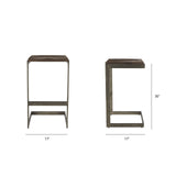 Kiran 17L x 17W x 30H Medium Brown Wood W/ Antique Nickel Finished Metal Frame Bar Stool by Mercana at Eve Furniture
