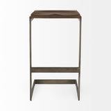Kiran 17L x 17W x 30H Medium Brown Wood W/ Antique Nickel Finished Metal Frame Bar Stool by Mercana at Eve Furniture