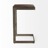 Kiran 17L x 17W x 30H Medium Brown Wood W/ Antique Nickel Finished Metal Frame Bar Stool by Mercana at Eve Furniture