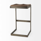 Kiran 17L x 17W x 30H Medium Brown Wood W/ Antique Nickel Finished Metal Frame Bar Stool by Mercana at Eve Furniture