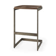 Kiran 17L x 17W x 30H Medium Brown Wood W/ Antique Nickel Finished Metal Frame Bar Stool by Mercana at Eve Furniture