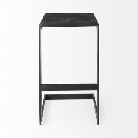 Kiran Black Wood W/ Black Metal Base C-Shape Bar Stool by Mercana at Eve Furniture