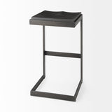 Kiran Black Wood W/ Black Metal Base C-Shape Bar Stool by Mercana at Eve Furniture