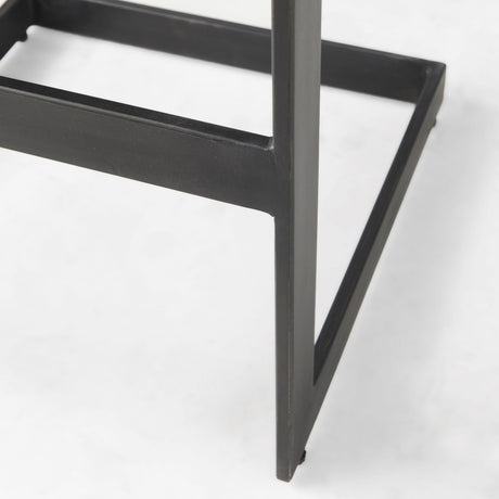 Kiran Black Wood W/ Black Metal Base C-Shape Bar Stool by Mercana at Eve Furniture