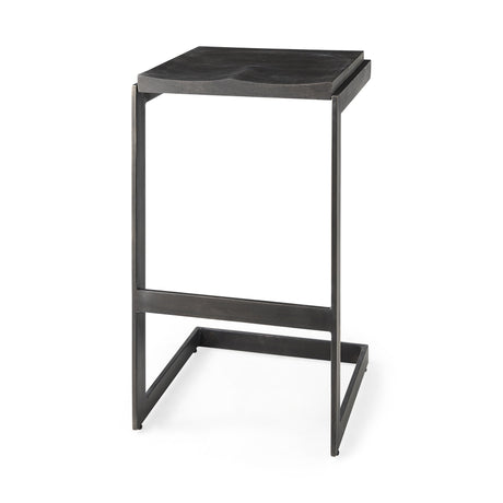 Kiran Black Wood W/ Black Metal Base C-Shape Bar Stool by Mercana at Eve Furniture