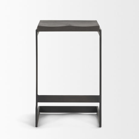 Kiran Black Wood W/ Black Metal Base C-Shape Counter Stool by Mercana at Eve Furniture