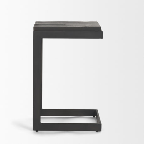 Kiran Black Wood W/ Black Metal Base C-Shape Counter Stool by Mercana at Eve Furniture