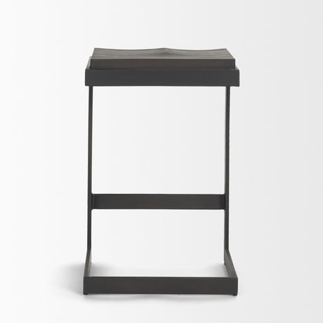 Kiran Black Wood W/ Black Metal Base C-Shape Counter Stool by Mercana at Eve Furniture