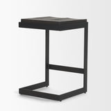 Kiran Black Wood W/ Black Metal Base C-Shape Counter Stool by Mercana at Eve Furniture