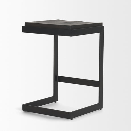 Kiran Black Wood W/ Black Metal Base C-Shape Counter Stool by Mercana at Eve Furniture