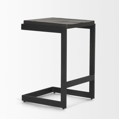 Kiran Black Wood W/ Black Metal Base C-Shape Counter Stool by Mercana at Eve Furniture