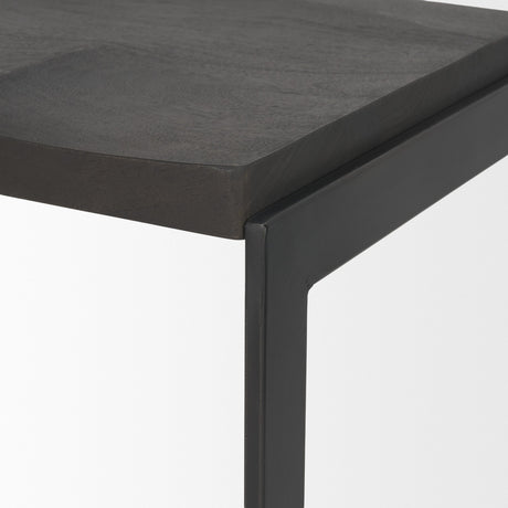 Kiran Black Wood W/ Black Metal Base C-Shape Counter Stool by Mercana at Eve Furniture