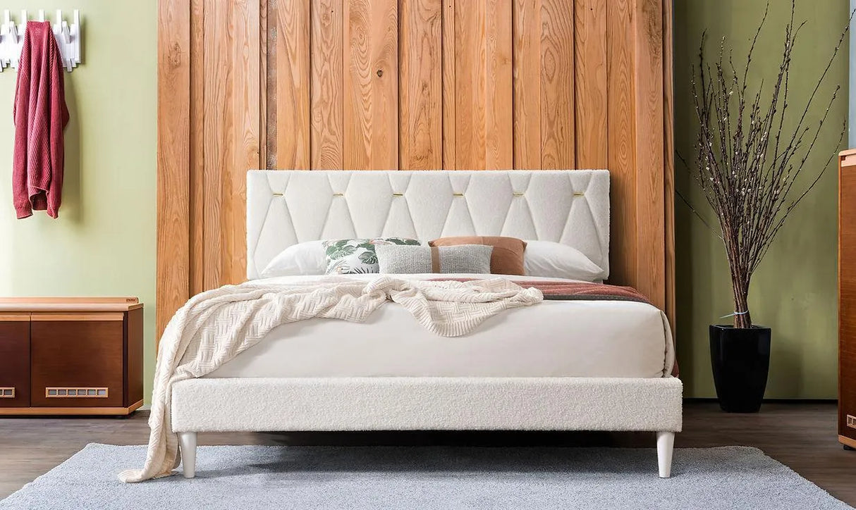 Kiran Cream Full Platform Bed by New Era Innovations at Eve Furniture