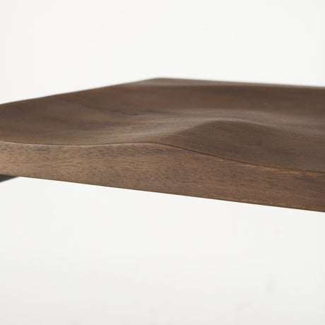 Kiran Medium Brown Wood W/ Antique Nickel Finished Metal Frame Bar Stool by Mercana at Eve Furniture
