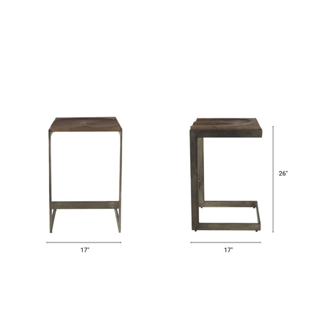 Kiran Medium Brown Wood W/ Antique Nickel Finished Metal Frame Counter Stool by Mercana at Eve Furniture