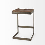 Kiran Medium Brown Wood W/ Antique Nickel Finished Metal Frame Counter Stool by Mercana at Eve Furniture