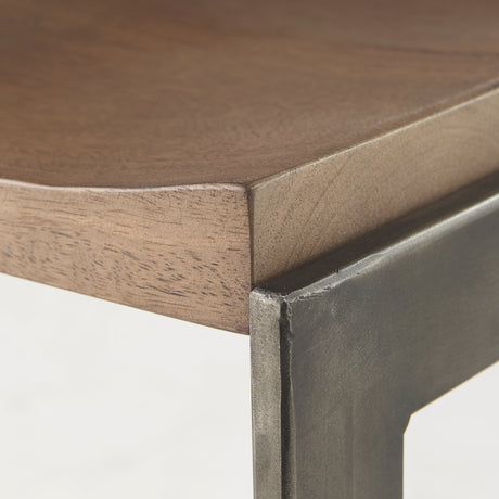 Kiran Medium Brown Wood W/ Antique Nickel Finished Metal Frame Counter Stool by Mercana at Eve Furniture