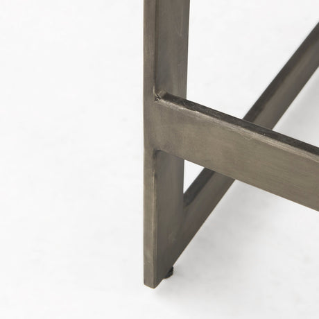 Kiran Medium Brown Wood W/ Antique Nickel Finished Metal Frame Counter Stool by Mercana at Eve Furniture