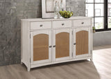 Kirby 3-Drawer Rectangular Server with Adjustable Shelves Natural/Rustic Off White