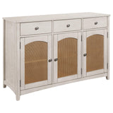 Kirby 3-Drawer Rectangular Server with Adjustable Shelves Natural/Rustic Off White