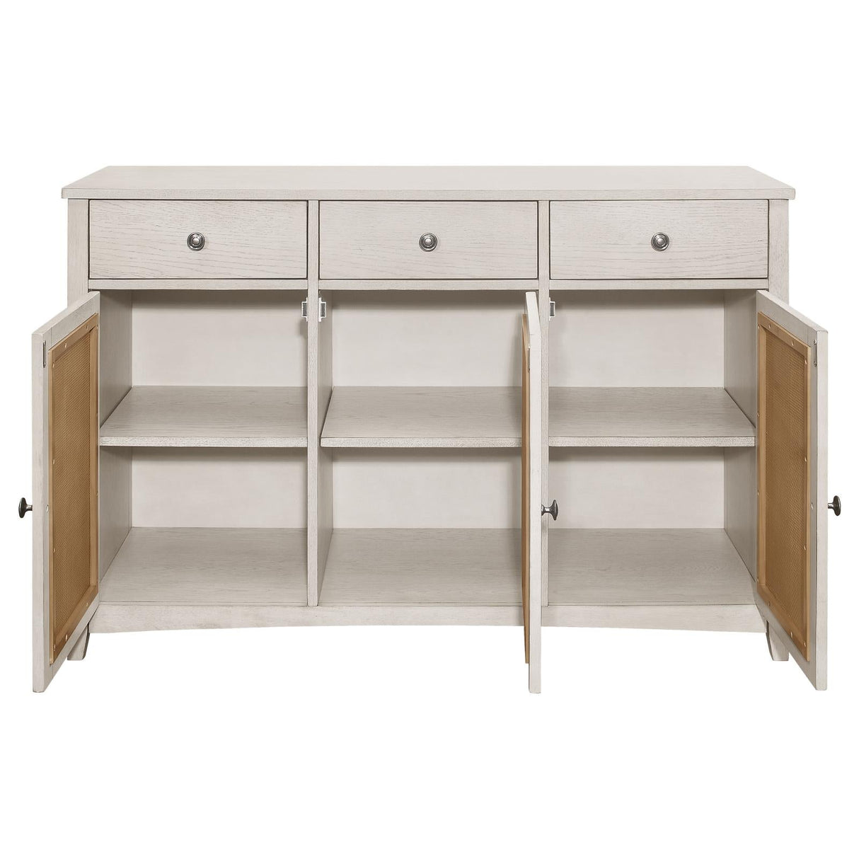 Kirby 3-Drawer Rectangular Server with Adjustable Shelves Natural/Rustic Off White