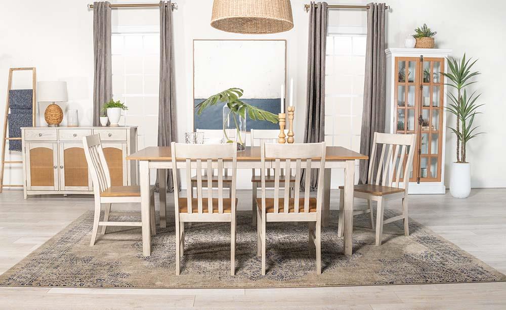 Kirby Natural/Rustic Off White 7-Piece Dining Set