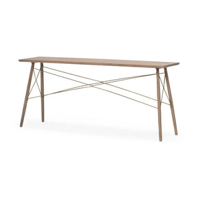 Kirby I 66L x 16W Brown Wooden Cross Braced Console Table by Mercana at Eve Furniture