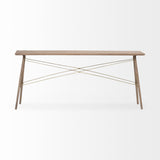 Kirby I Brown Wooden Cross Braced Console Table by Mercana at Eve Furniture