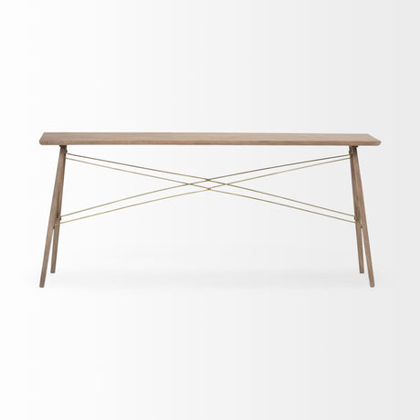 Kirby I Brown Wooden Cross Braced Console Table by Mercana at Eve Furniture