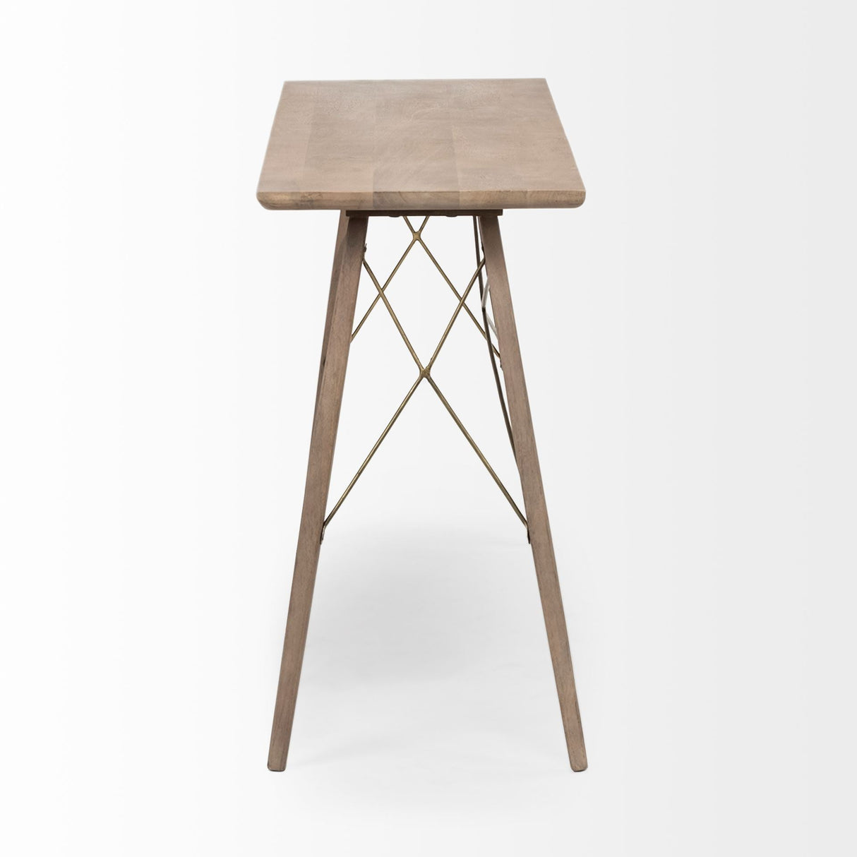 Kirby I Brown Wooden Cross Braced Console Table by Mercana at Eve Furniture