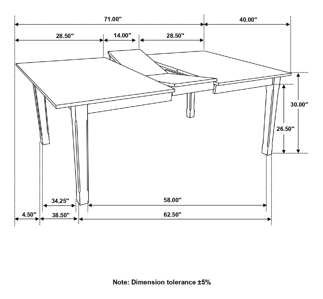 Kirby Natural/Rustic Off White Rectangular Dining Table with Butterfly Leaf