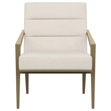 Kirra Cream/Gold Upholstered Accent Armchair with Metal Frame by Coaster at Eve Furniture
