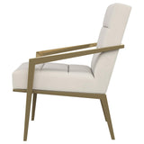 Kirra Cream/Gold Upholstered Accent Armchair with Metal Frame by Coaster at Eve Furniture