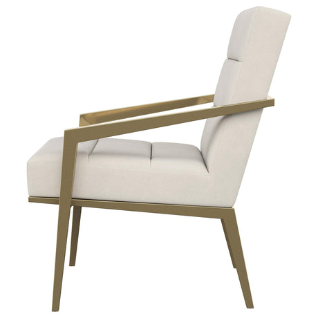 Kirra Cream/Gold Upholstered Accent Armchair with Metal Frame by Coaster at Eve Furniture