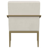 Kirra Cream/Gold Upholstered Accent Armchair with Metal Frame by Coaster at Eve Furniture