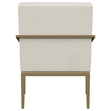 Kirra Cream/Gold Upholstered Accent Armchair with Metal Frame by Coaster at Eve Furniture