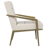 Kirra Cream/Gold Upholstered Accent Armchair with Metal Frame by Coaster at Eve Furniture