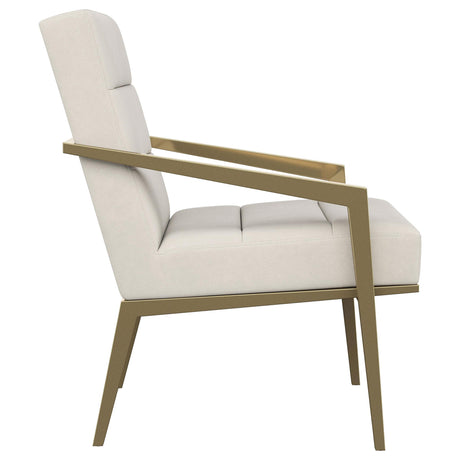 Kirra Cream/Gold Upholstered Accent Armchair with Metal Frame by Coaster at Eve Furniture