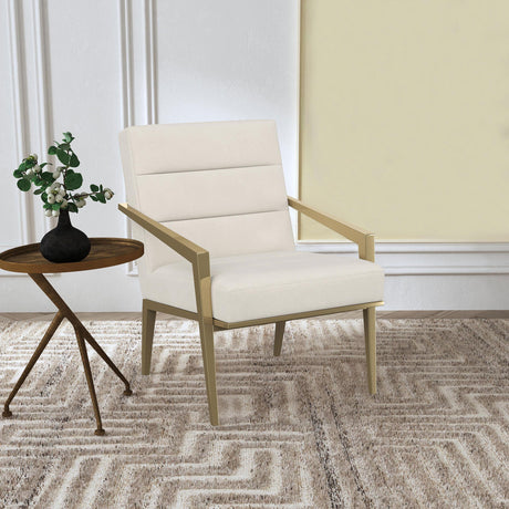 Kirra Cream/Gold Upholstered Accent Armchair with Metal Frame by Coaster at Eve Furniture