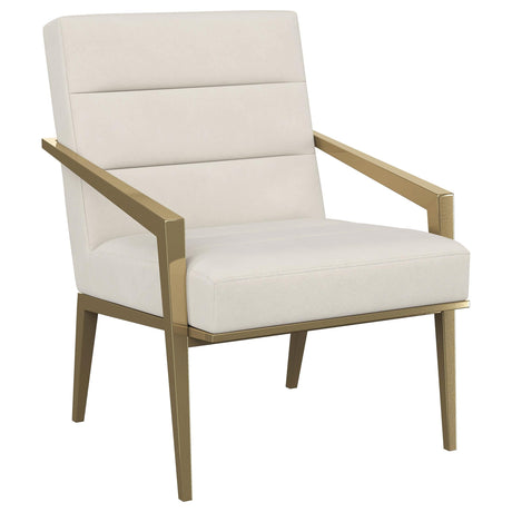 Kirra Cream/Gold Upholstered Accent Armchair with Metal Frame