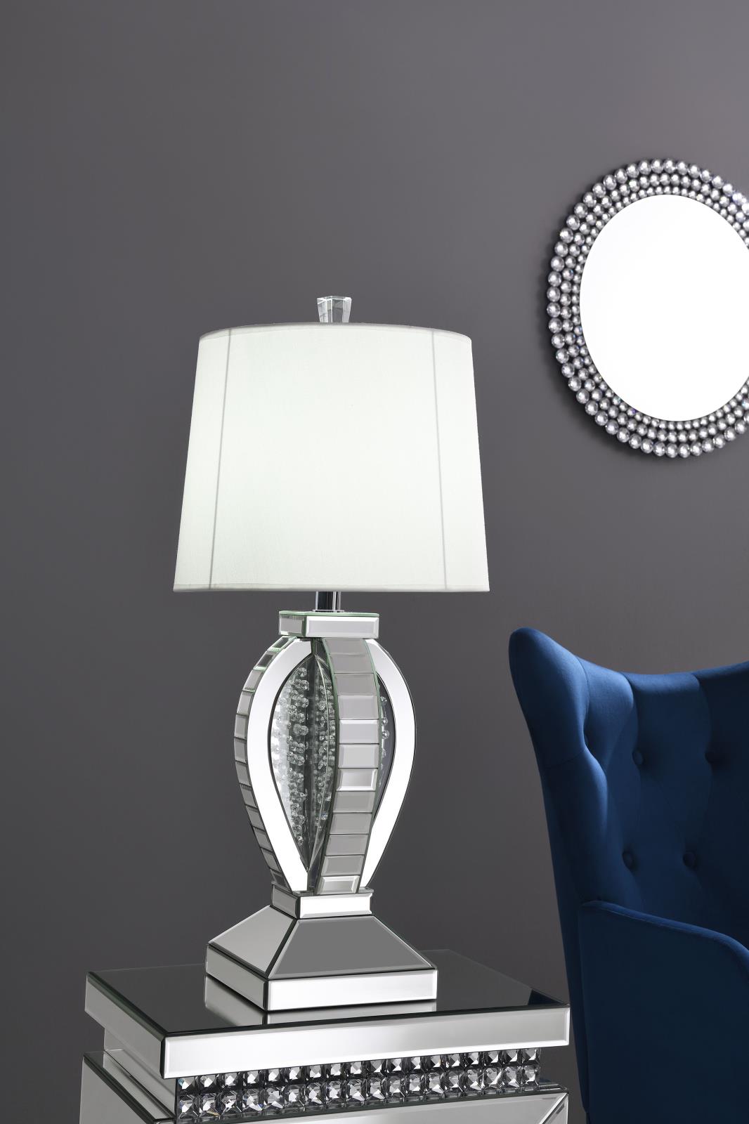 Klein Table Lamp with Drum Shade White/Mirror